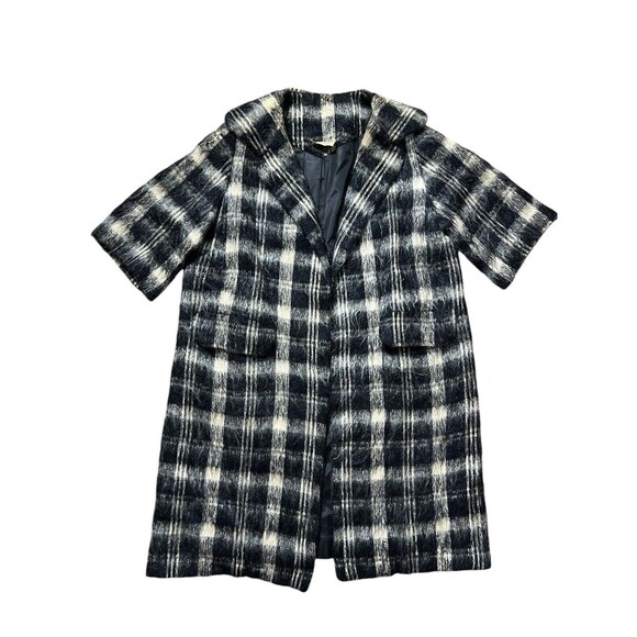 Vtg i Magnin Coat Plaid Black And White jacket - Picture 1 of 16